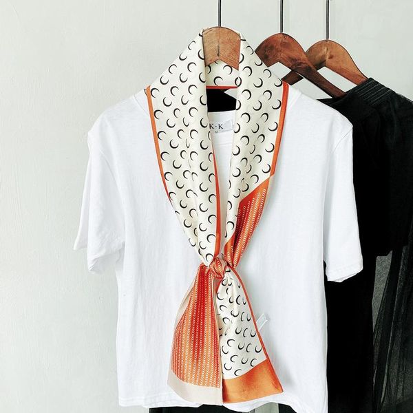 

scarves 2021korean narrow small long satin silk nercherchiers for women joker women's neck fashion party decoration 15x145cm, Blue;gray