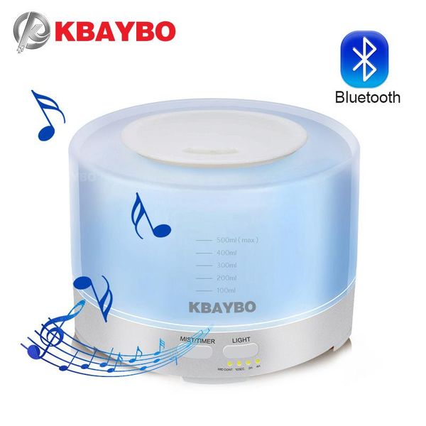 

500ml ultrasonic air aroma humidifier with 7 color led lights change and connect bluetooth play music electric diffuser humidifiers