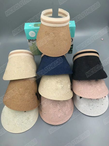 

visor hat summer products in embroidered letter hair hoop fashion empty outdoor travel sunscreen straw girl, Blue;gray