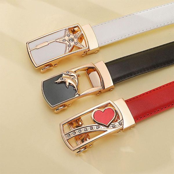 

belts fashion women's genuine leather designer belt women luxury straps for woman white automatic buckle, Black;brown