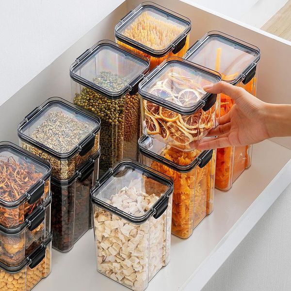 

1800ml set stackable kitchen sealed jar plastic storage box multigrain tank dried fruit tea containers bottles & jars