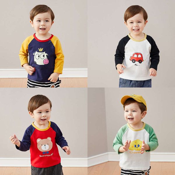 

long sleeve t-shirt spring and autumn newborn baby clothes dudujia children's wear men's undergarment, Blue