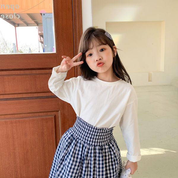 

style 2021 children's spring dress western solid color loose base shirt baby new boys' long sleeve t-shirt ver, Black;white