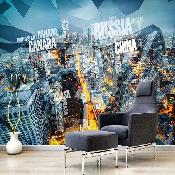 

wallpapers custom 3d wall mural modern city landscape background living room self-adhesive waterproof removable sticker papel pintado