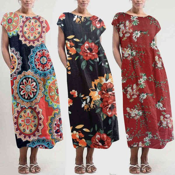 

new round neck print waist pocket drs short sve skirt, Black;gray