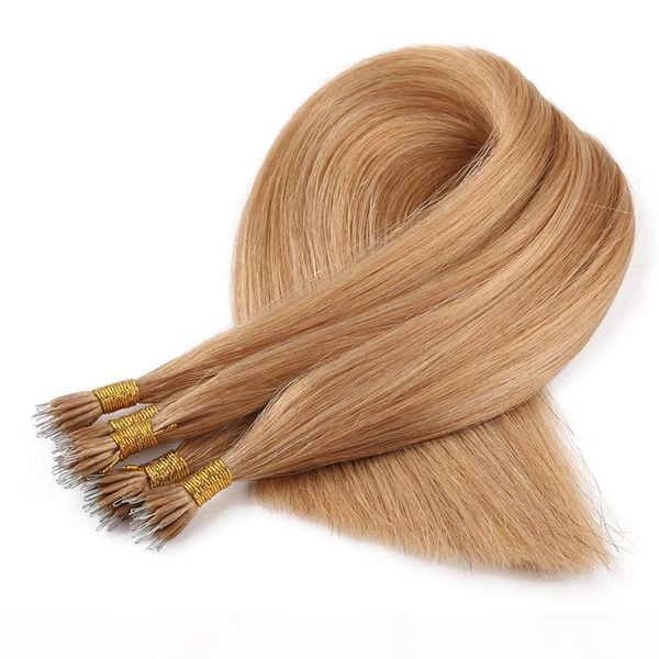 

virgin remy full cuticle nanotip hair extensions 1g strand 100strands lot #27 color double drawn nano tip hair