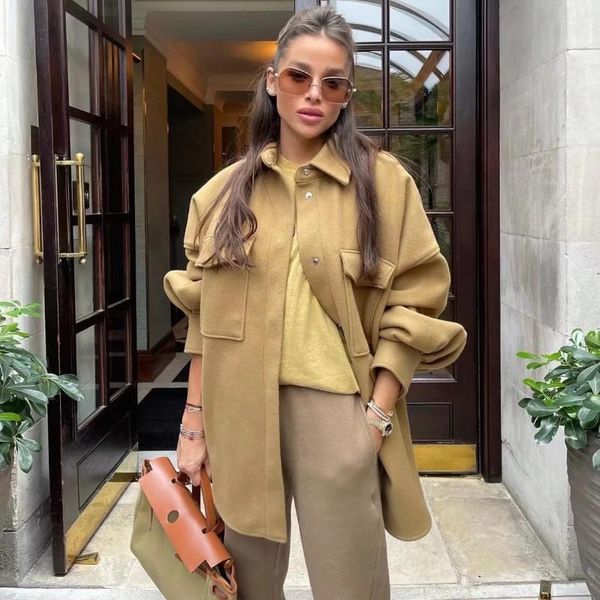 

women's jackets vintage thick khaki women jacket coat double pockets single breasted for autumn winter solid chic casual high street ou, Black;brown