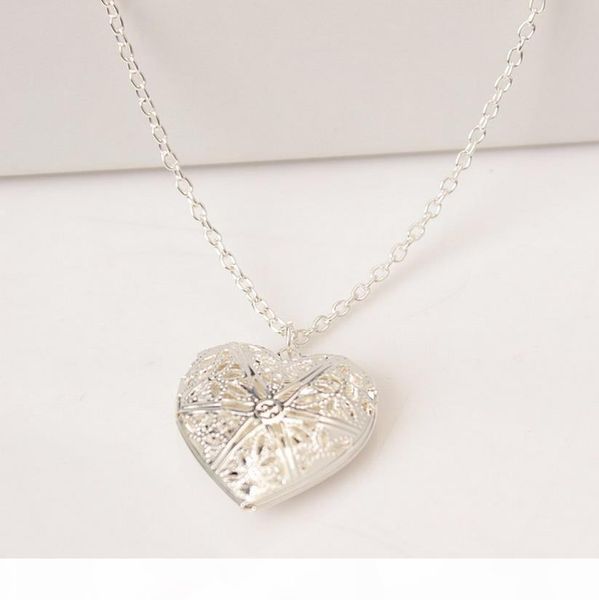 

diy love heart lockets necklace pendant vintage gift for lover couples, Silver