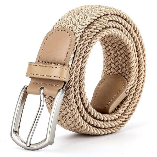 

belts men's elastic woven belt casual women's canvas waistband korean style all-match pin buckle, Black;brown