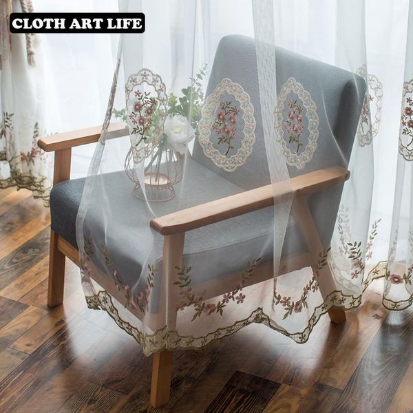

curtain & drapes 2021 pastoral white sheer window for living room floral embroidery voile bed wedding decor drape blinds