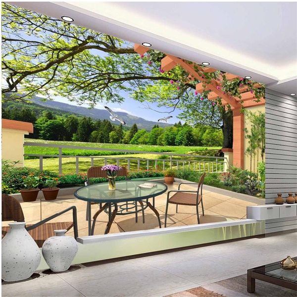 

stereo 3d landscape painting living room tv background wall murals wallpaper