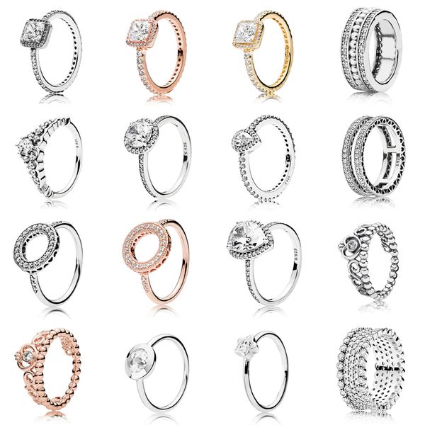 

new 2021 100% 925 sterling silvercrown jewel ring fit diy original bracelet fshion jewelry gift, Silver