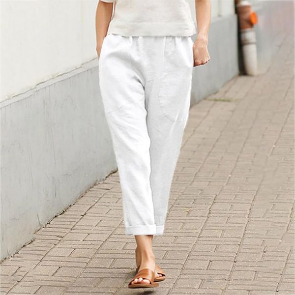 

women's pants & capris 2021 summer women fashion female trousers solid color all-match exquisite cropped for daily wear business, Black;white