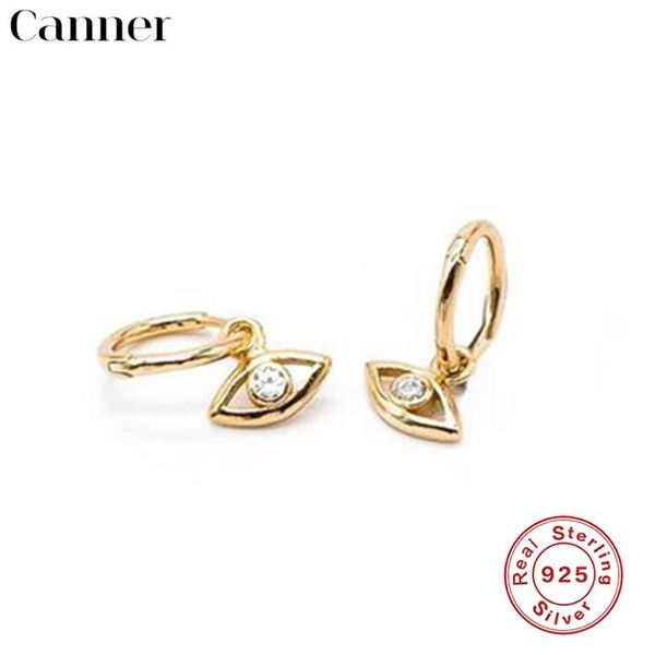 

hoop & huggie canner real 925 sterling silver creative fashion eyes earrings small minimalist zircon women gift jewelry, Golden;silver