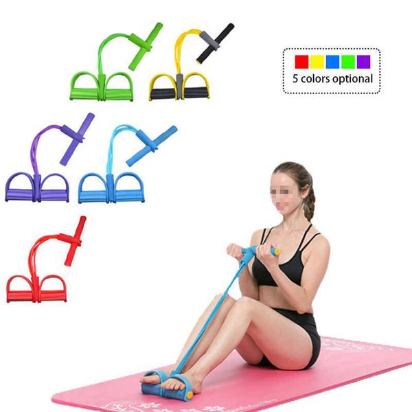 Fitness Gum 4 Tube Resistance Bands Latex Pedal Exerciser Sit-up Pull Rope Expander Elastic Bands Yoga-Ausrüstung Pilates Workout H1026