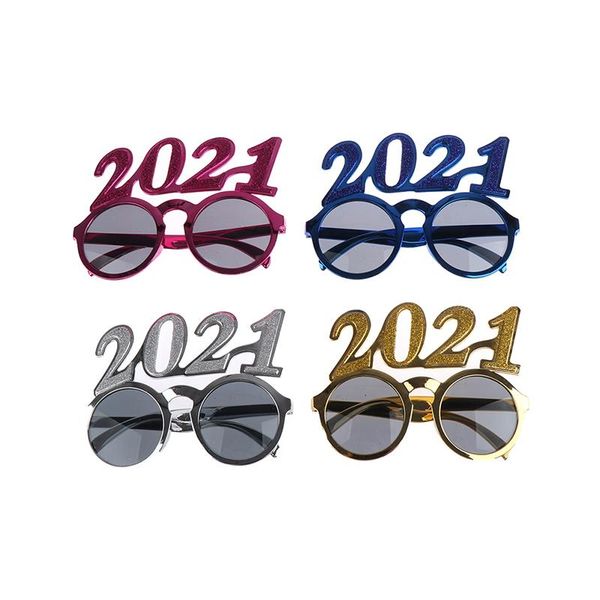 

plastic 2021 happy new year eyeglasses glasses p booth props new year party eyeglasses, Black
