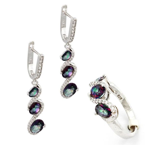 

earrings & necklace hermosa fashion wowen's jewelry set magic beauty silver color ring size 7# mystic fire style hs0068s