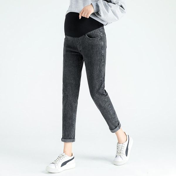 

maternity bottoms 2021autumn fashion pregnant women jeans stretched leisure pants high waist loose denim trousers casual pregnancy, White