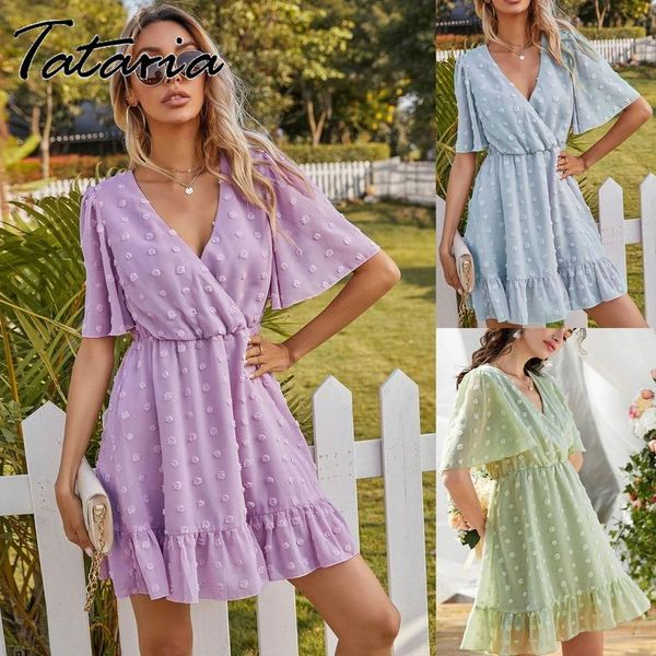 

casual dresses elegant applique mini for women summer short sleeve v-neck ruffles dress 2021 lady simplicity bohe vestidos, Black;gray