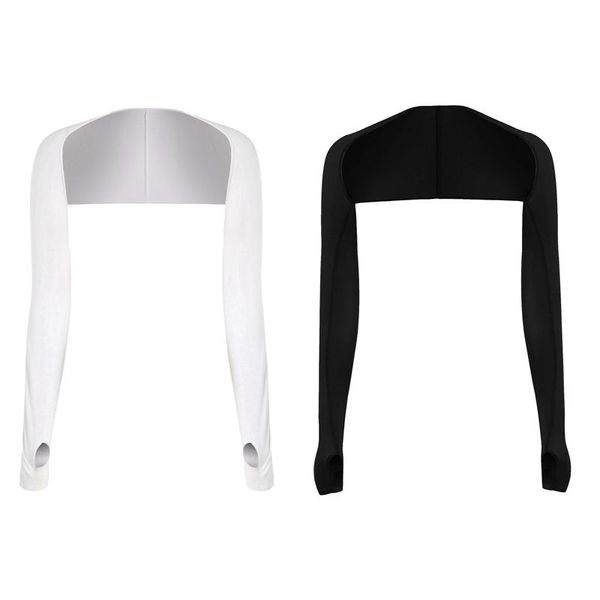 

elbow & knee pads 2 pcs cooling shawl arm sleeves sun uv protection with finger hole for golf,driving,riding,fishing, white black, Black;gray