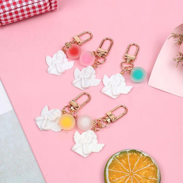 

keychains creative vintage white angel keychain women girl cute key chain car ring holder trinket bag charms jewelry, Silver