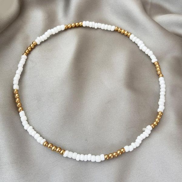 

chains ginadeer bead clavicle chain creative fashion ethnic style rice mixed jewelry necklace female choker, Silver