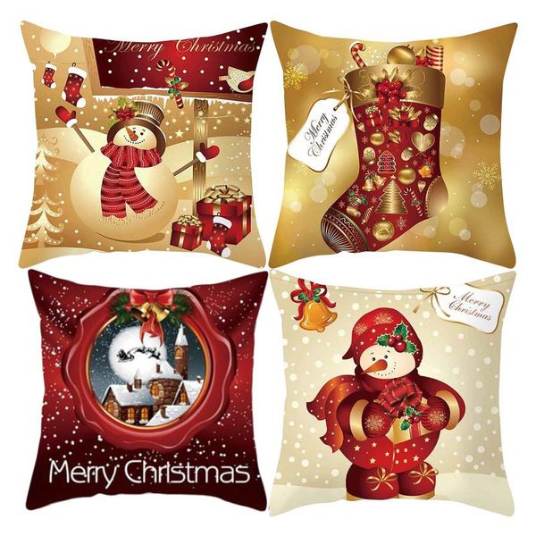 

cushion/decorative pillow 4pcs christmas case home decoration cushion cover decorative pillows sofa living room pillowcase xmas