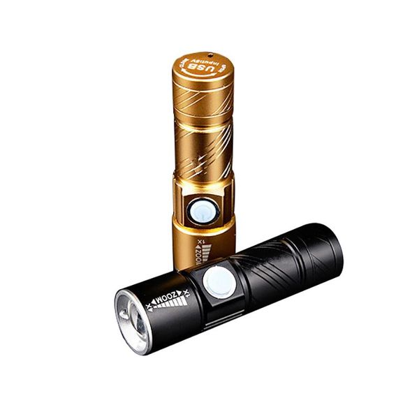 

flashlights torches usb led handy rechargeable torch light hunting mini lanterna 3 modes zoomable for camping