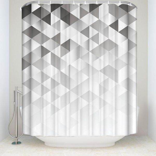 

shower curtains mildew resistant waterproof fabric polyester liner 3d triangle prints bathroom set with hooks