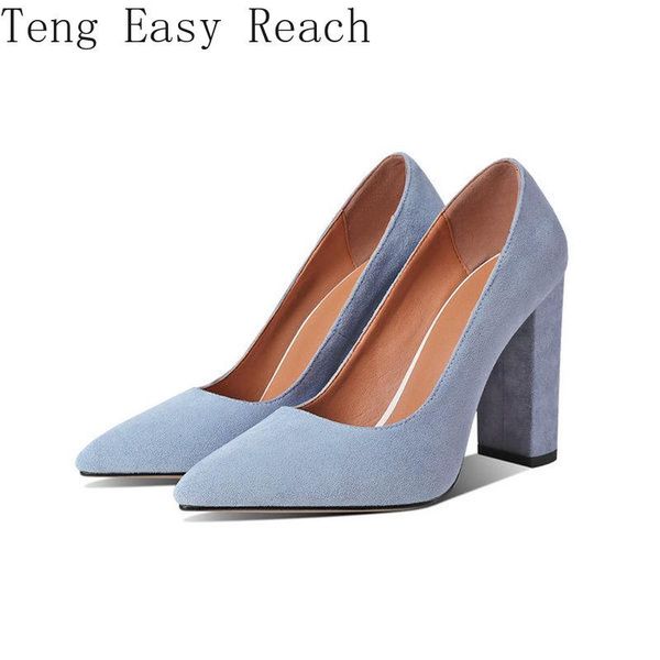 

dress shoes pointed suede high heels fashion women pumps spring autumn square heel shallow female 2021 big size 34-43, Black