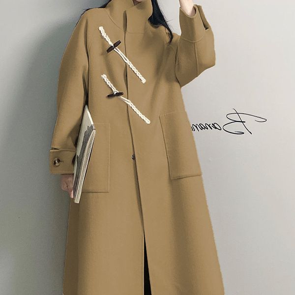 

women 2021 spring autumn new fashion long wool coat female double-faced cashmere ladies casual warm outerwear a818y60r, Black