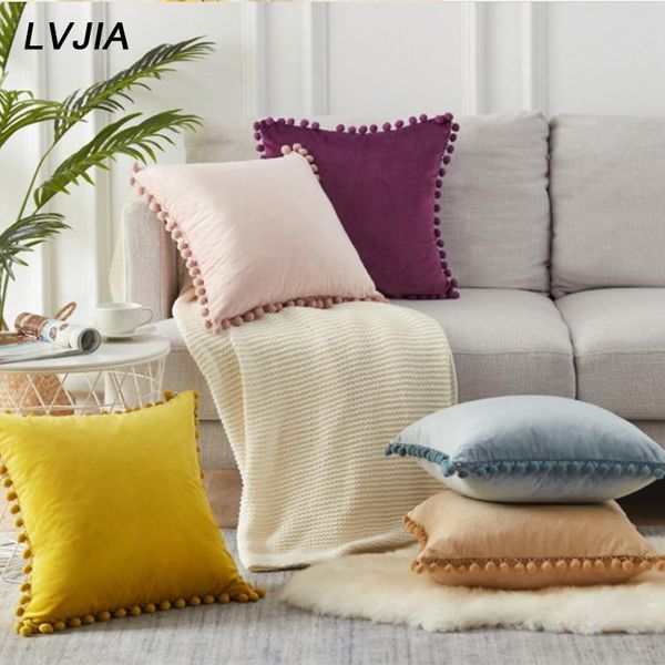 

cushion/decorative pillow soft velvet cover luxury square decorative pillowcase solid balls sofa for bed home with car cushion decoration