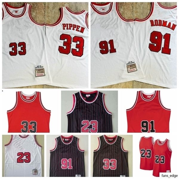 

retro 23 jersey scottie 33 pippen jersey dennis 91 rodman jersey 1996 men's retro mesh basketball jerseys s-xxl, Black;red