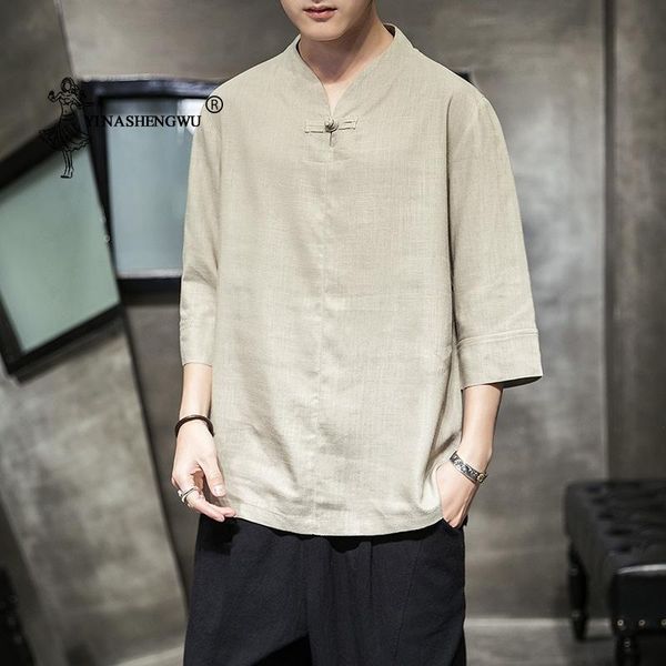 

ethnic clothing japanese kimonos half-sleeved t-shirt solid harajuku yukata japan summer male linen men shirts menswear asian costume, Red