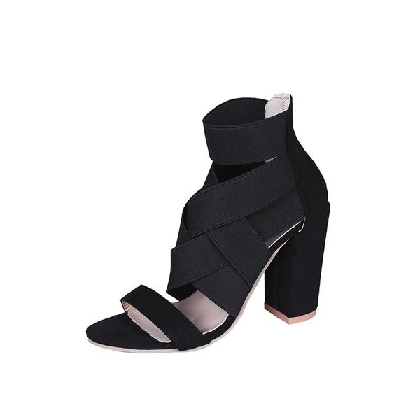 

sandals 2021 style fashion ladies summer high heel party shoes open toe thick with women's heels sandal 34-43, Black