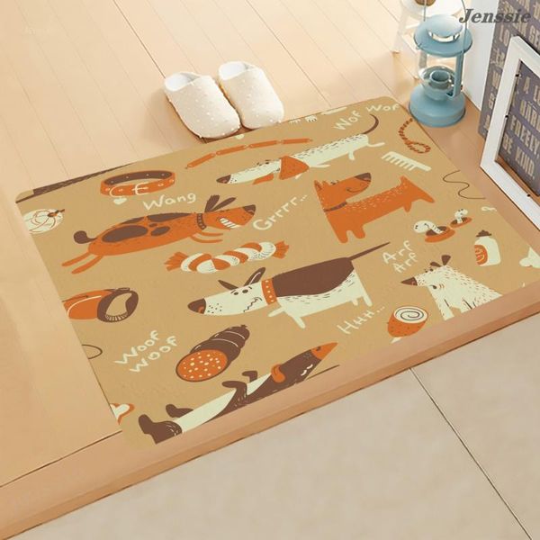 

carpets cartoon pet cat and dog carpet bathroom entrance doormat full screen funny dachshund non-slip kitchen rug for home decorative