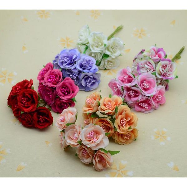 

18pcs silk stamen roses diy gifts pompon christmas wreath gifts home wedding decor accessories fake plastic artificial jllymx
