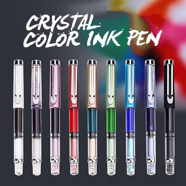 

colorful transparent fountain pen fine nib students writing stationery supplies pens