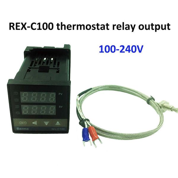 Rex-C100 Dijital Sıcaklık Kontrol Termostatı Röle Çıkışı + K Tipi Thermocouple Sensor 48x8 210719