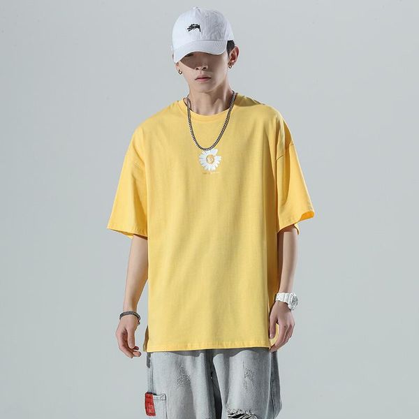 

men's t-shirts henchiry summer men and women's fashion leisure trend short sleeve breathable loose t-shirt neutral o-neck couple&#, White;black