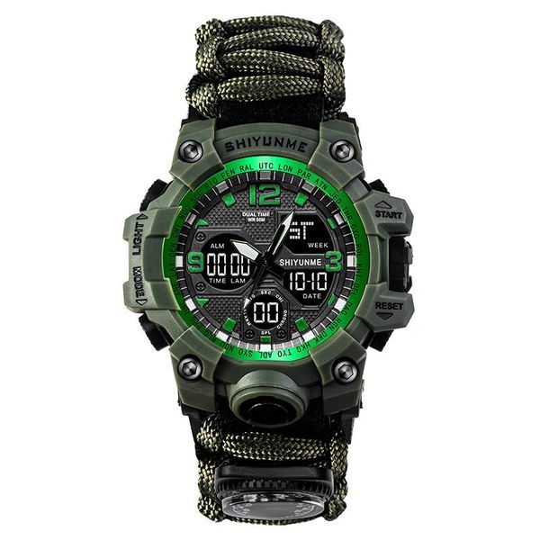 

wristwatches shiyunme outdoor men military watch emergency 50m waterproof compass multi-function digital quartz wristwatch relogios masculin, Slivery;brown