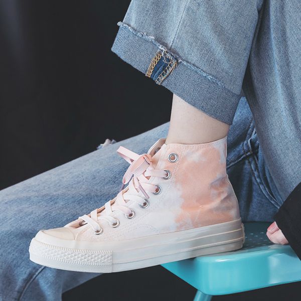 

girls sneakers printing and dyeing autumn new high-canvas shoes for female good quality famous brand women trainers aa-237