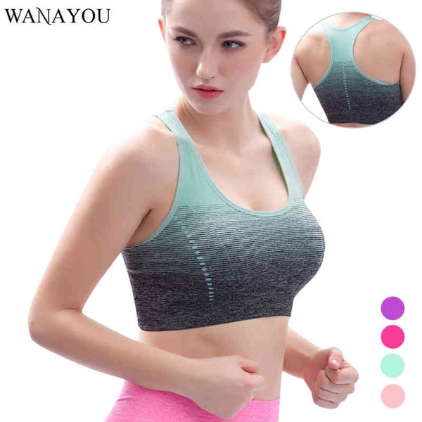 

wanayou high stretch gradient women sports bra,h back quick dry breathable padded bra,yoga fitness running sport vest