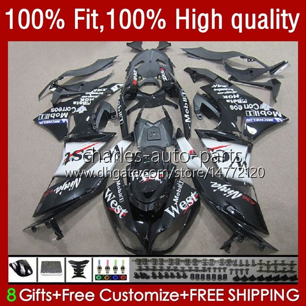 Carenagens de injecção para KAWASAKI NINJA 600cc ZX 6R 6R 636 600 CC 2009-2012 13No.88 ZX600 ZX636 ZX6R 09 10 11 12 ZX636 ZX600C ZX6R 2009 2010 2011 2012 OEM Bodys oeste branco