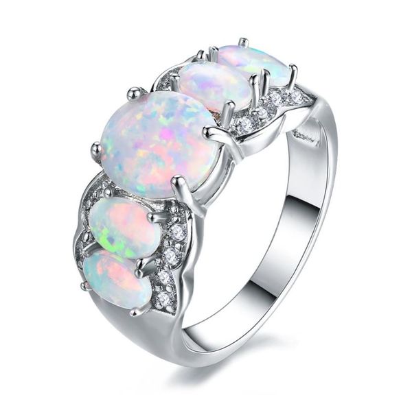 

wedding rings arskro female women oval ring fashion white fire opal stone silver filled drop jewelry, Slivery;golden
