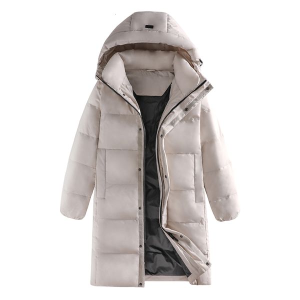 

2021 winter new men's long 90% white duck down jacket fashion casual thick and warm hooded couple coat brand beige black3tq6xrt3, Black