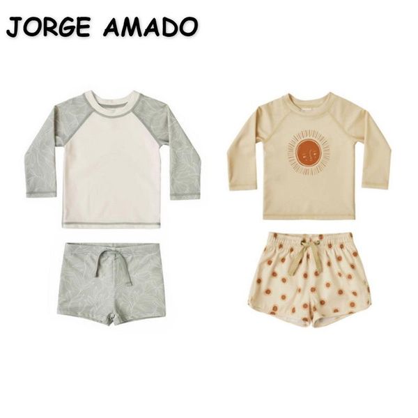 

one-pieces 2021 summer baby boys swimwear 2-pcs sets cartoon sun long sleeves swimsuit children clothes for 1-6 years e1000, Black