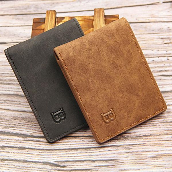 

storage bags 1pc fashion men's wallet money bag solid color leather business short vintage multi-card soft purse coin drop