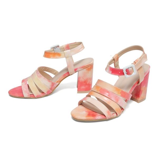 

2021 new women gladiator summer high heels mixed colors ladies shoes buckle strap open toe party sandals big size e114, Black