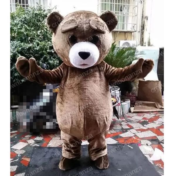 Costume della mascotte dell'orsacchiotto di Halloween Costume da personaggio dei cartoni animati di alta qualità Abiti per adulti Taglia Natale all'aperto Festa a tema Vestito per adulti